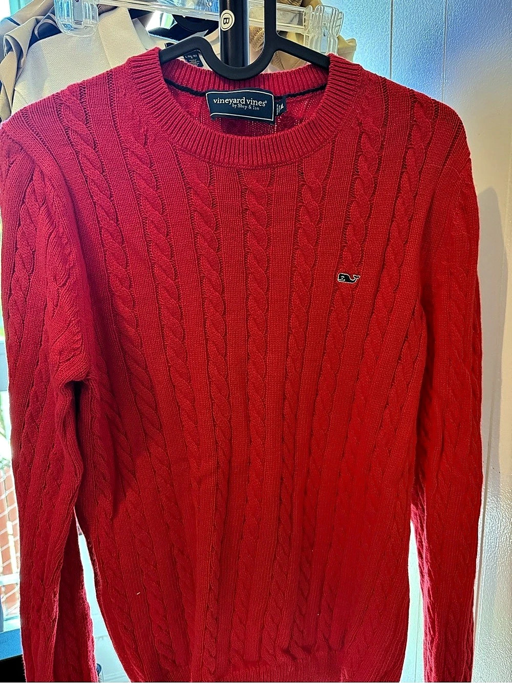 Vineyard Vines Cable Knit Crewneck Red XL for kids